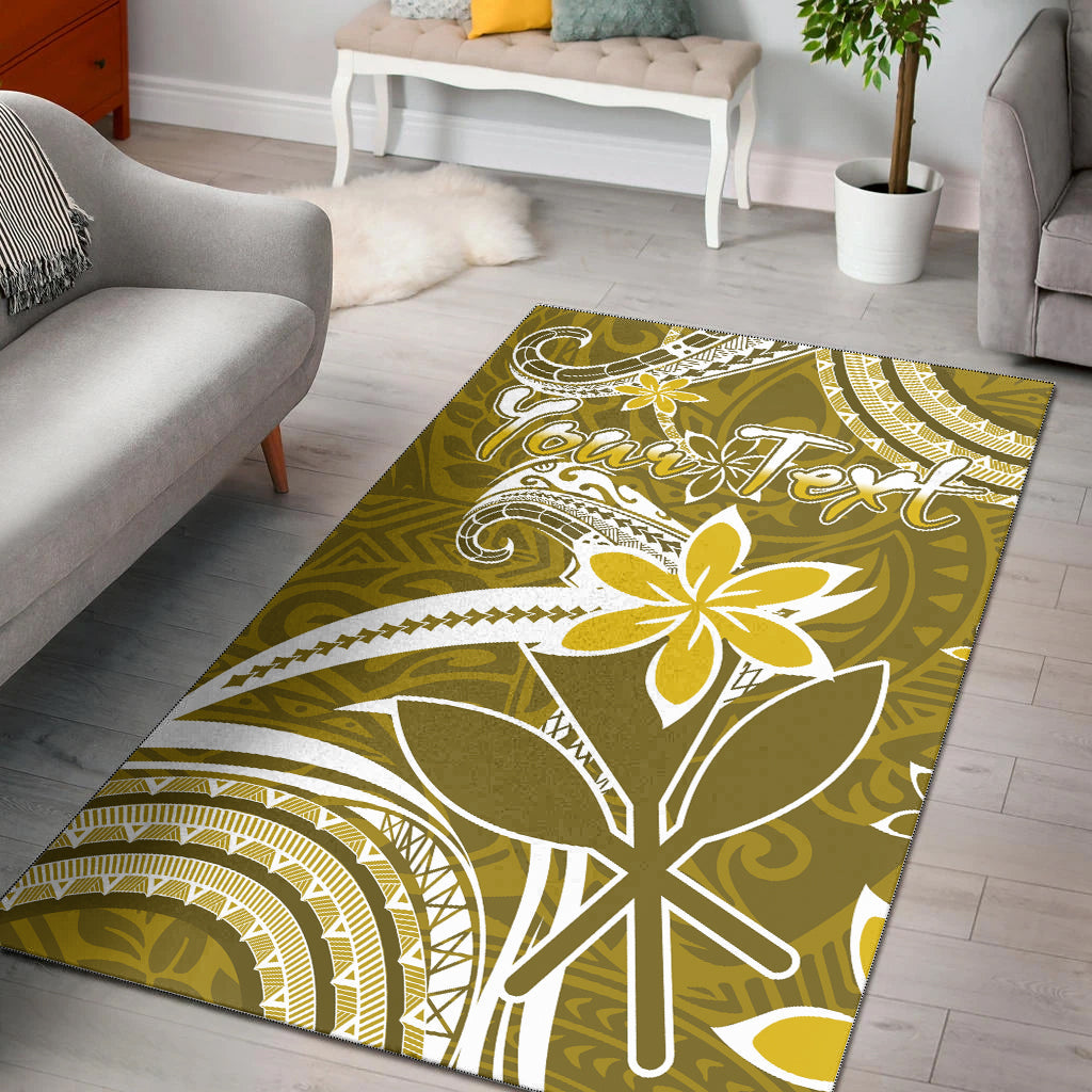 (Custom Personalised) Hawaii Flowers Wave Area Rug Kanaka Maoli Gold Polynesian LT13 Gold - Polynesian Pride