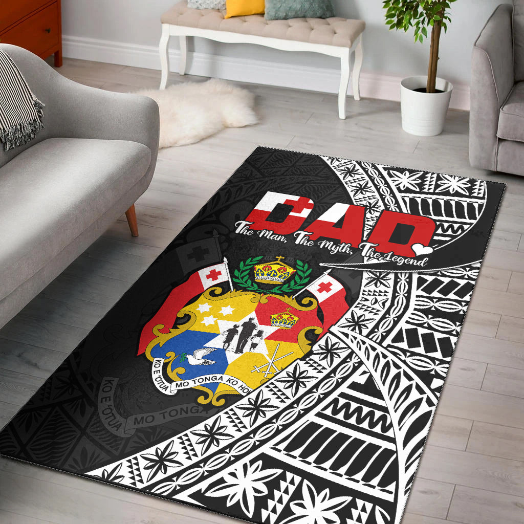 Tonga Area Rug Happy Tongan Fathers Day LT13 Black - Polynesian Pride