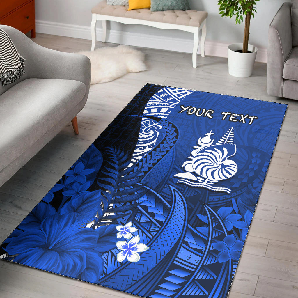 (Custom Personalised) New Caledonia Area Rug Nautilus Blue Polynesian Hibiscus LT13 Blue - Polynesian Pride