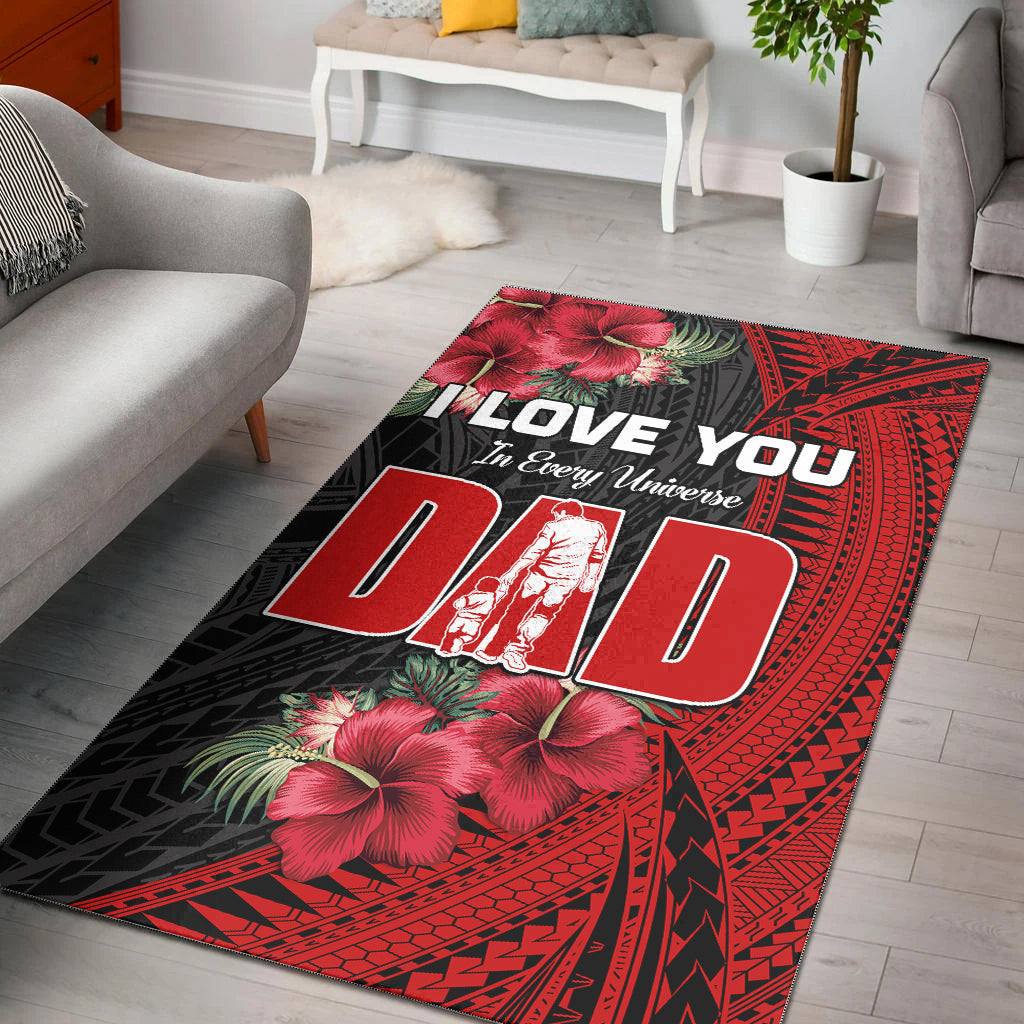 Happy Fathers Day Area Rug Polynesian Best Dad Ever LT13 Red - Polynesian Pride