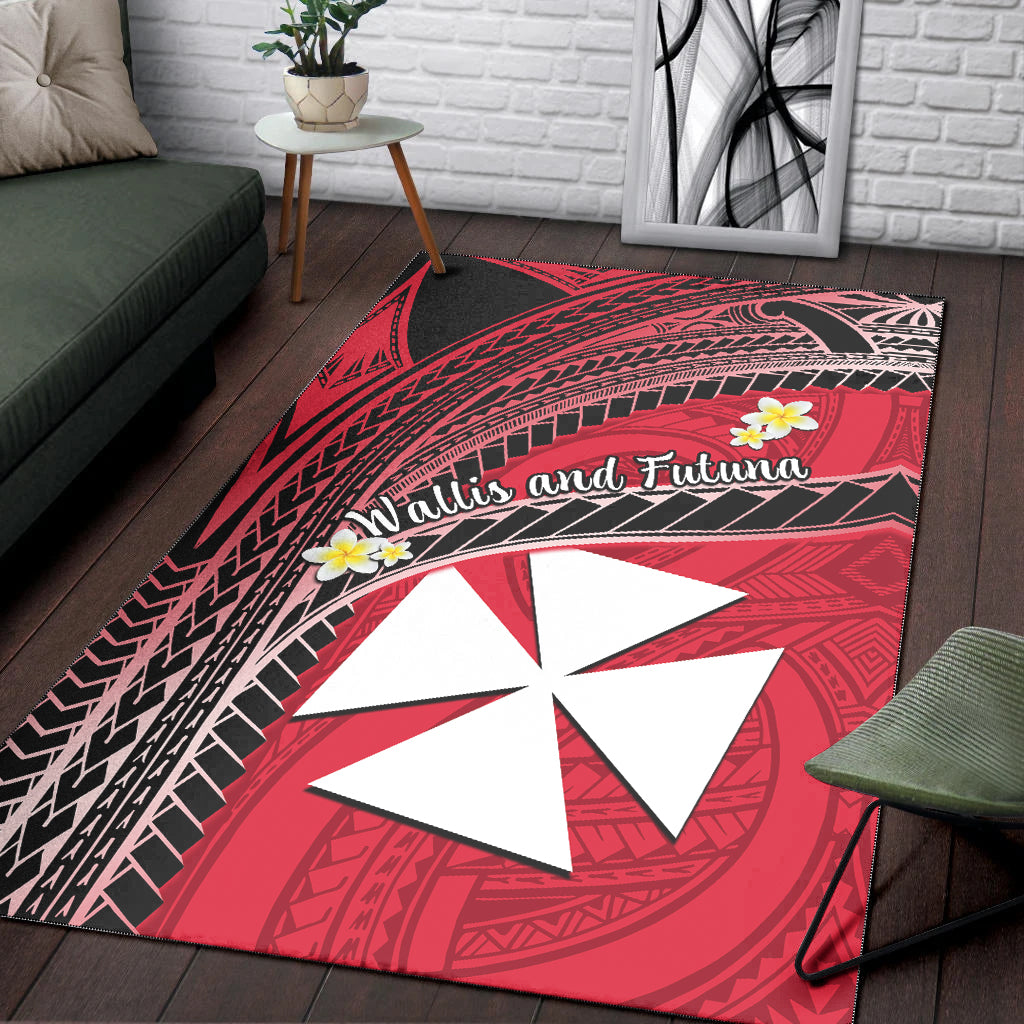 Wallis And Futuna Area Rug Plumeria Flowers With Red Polynesian Pattern LT14 Red - Polynesian Pride