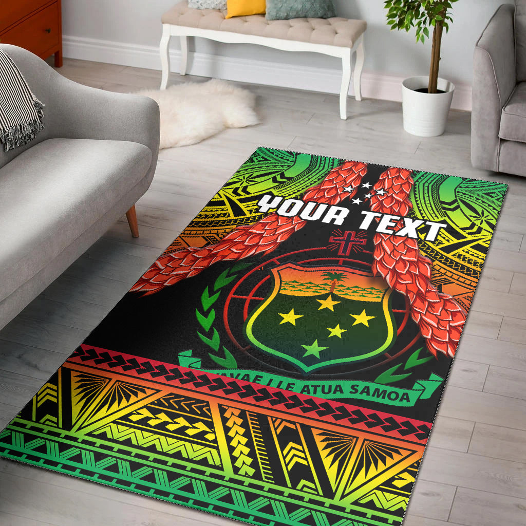 (Custom Personalised) Samoa Rugby Area Rug Teuila Torch Ginger Gradient Style LT14 Black - Polynesian Pride