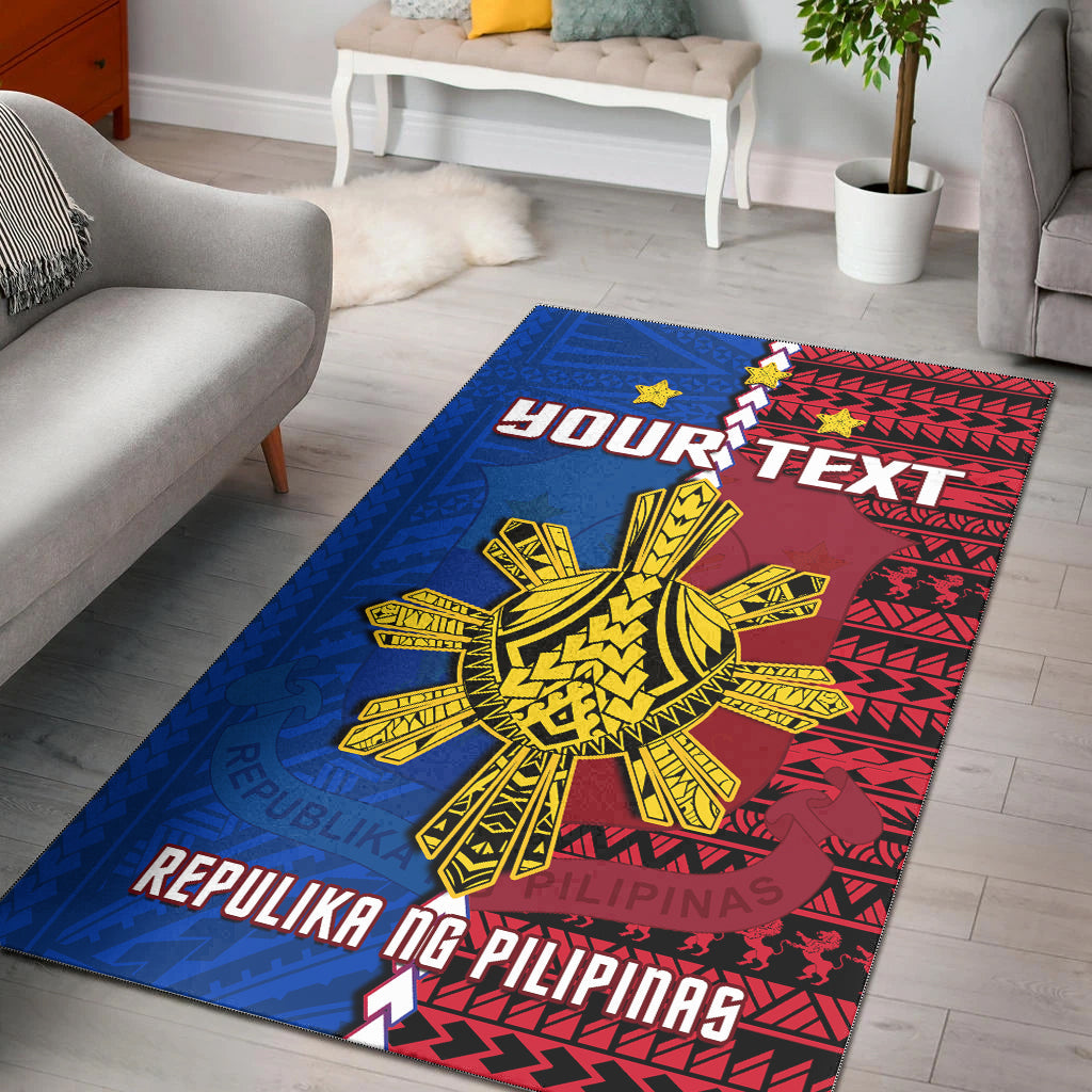 (Custom Personalised) Philippines Area Rug Pilipinas Sun Mix Polynesian Pattern LT14 Red - Polynesian Pride