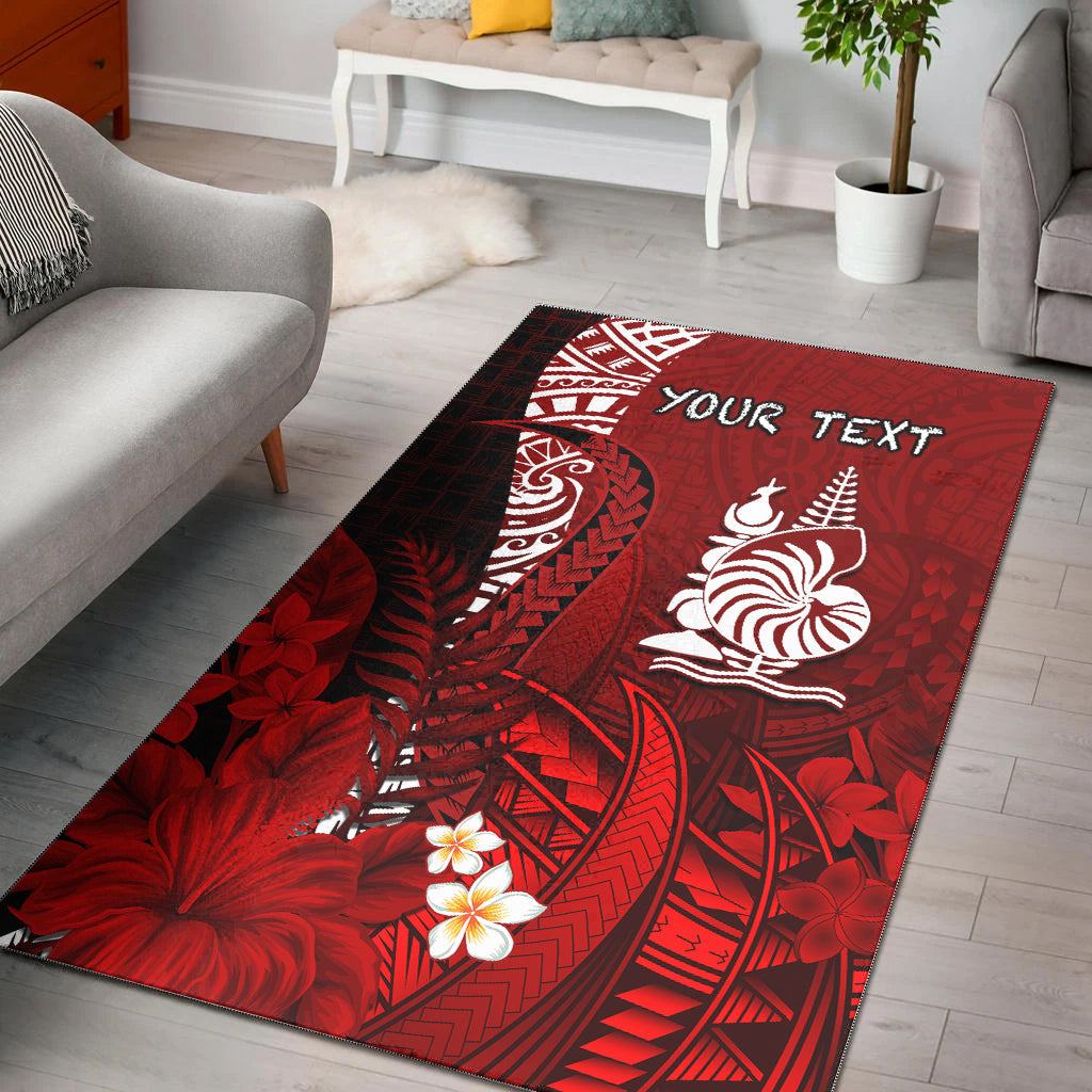 (Custom Personalised) New Caledonia Area Rug Nautilus Red Polynesian Hibiscus LT13 Red - Polynesian Pride