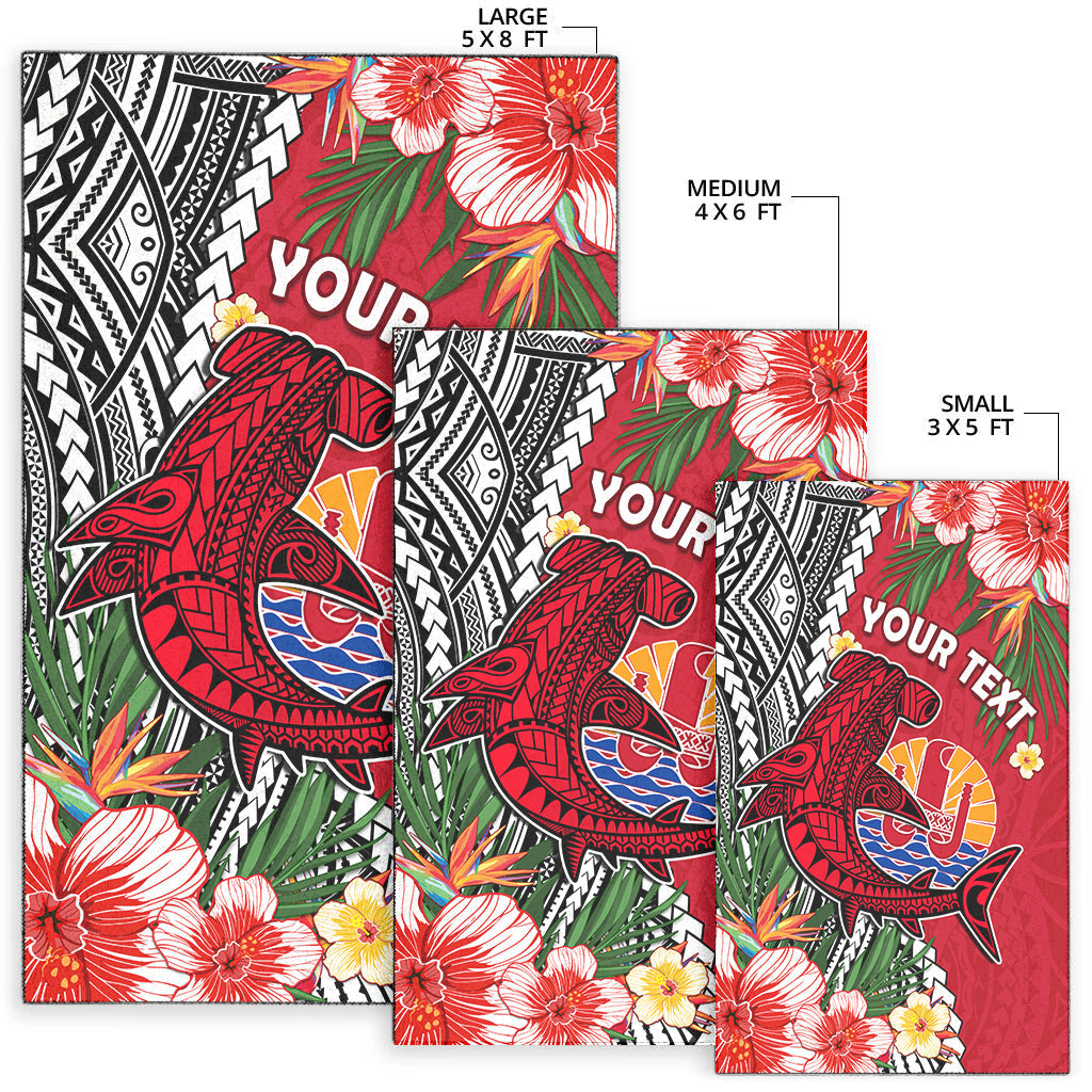 (Custom Personalised) Tahiti Islands Area Rug Polynesian Shark Mix Tropical Flowers LT14 - Polynesian Pride