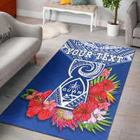 (Custom Personalised) Guam Chamorro Area Rug Guaman Latte Stone Tropical Flowers Blue Version LT14 Blue - Polynesian Pride