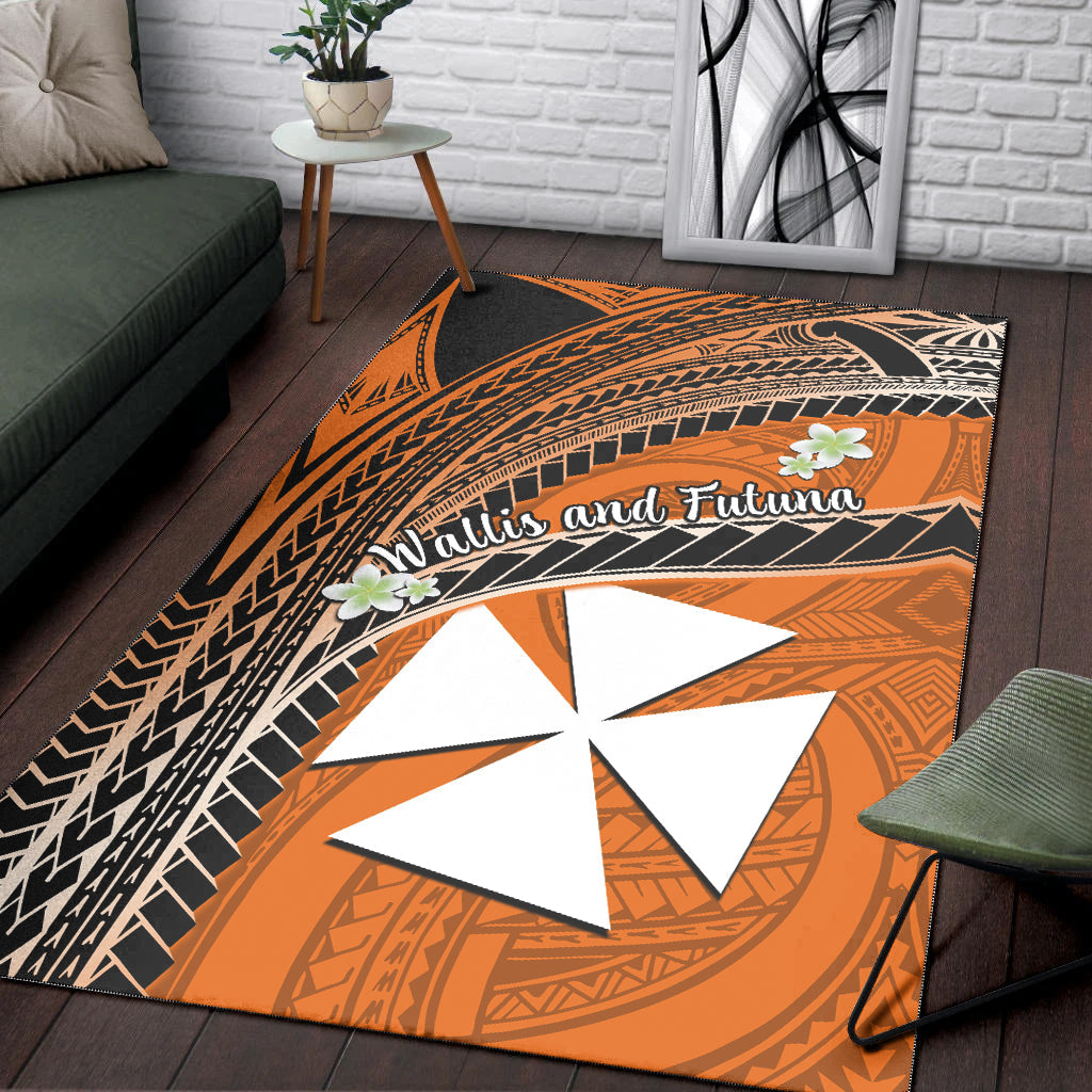 Wallis And Futuna Area Rug Plumeria Flowers With Orange Polynesian Pattern LT14 Orange - Polynesian Pride