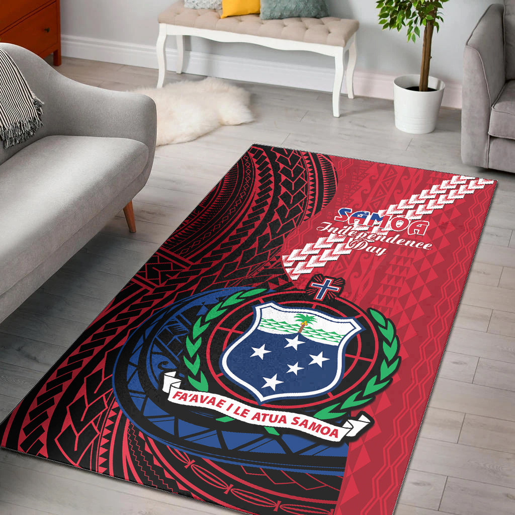 Samoa Area Rug Happy Independence Day Samoan Red Pattern LT14 Red - Polynesian Pride