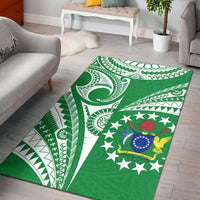 Cook Islands Tatau Area Rug Symbolize Passion Stars Version Green LT13 - Polynesian Pride