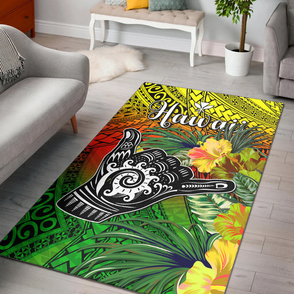 The Shaka Hawaii Area Rug Tropical Flowers Reggae Version LT13 Reggae - Polynesian Pride