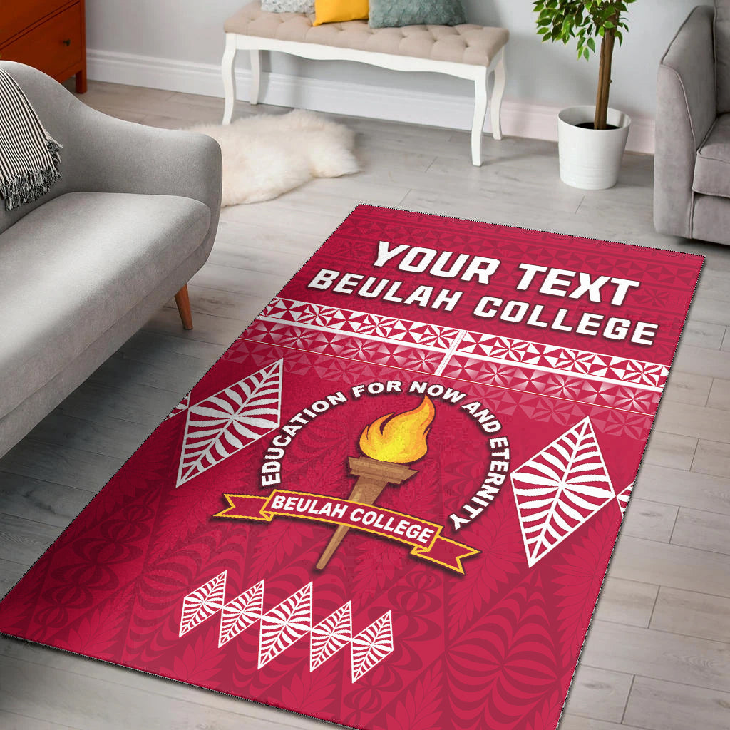 (Custom Personalised) Beulah College Area Rug Ngatu Pattern Tonga LT13 Maroon - Polynesian Pride