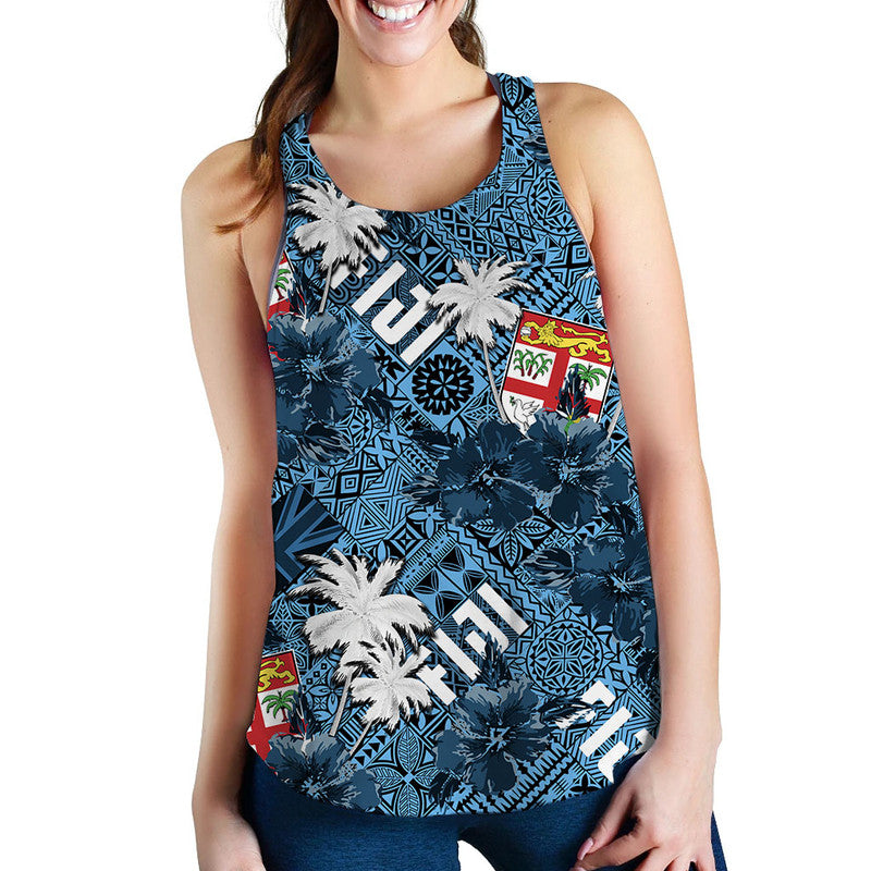 Fiji Hibiscus Women Tank Top Hawaii Style No.1 LT6 Blue - Polynesian Pride