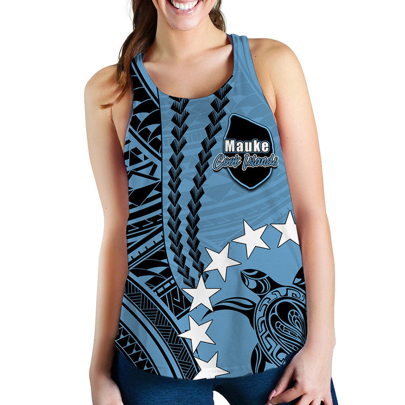 Cook Islands Mauke Polynesian Women Tank Top LT6 Blue - Polynesian Pride