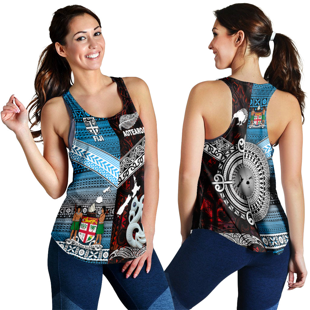 New Zealand Maori Aotearoa Fiji Tapa Together Women Racerback Tank - Red LT8 Red - Polynesian Pride