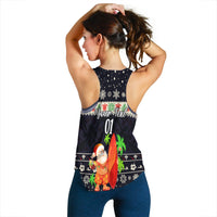 (Custom Personalised) Hawaii Christmas Women Racerback Tank Santa Claus Surfing Simple Style - Navy LT8 - Polynesian Pride