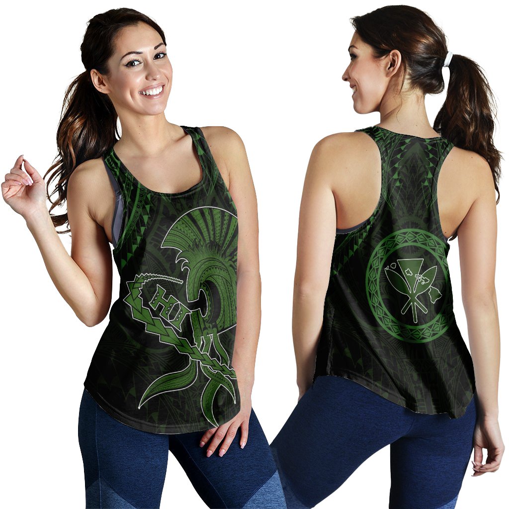 Hawaii Warrior Kanaka Polynesian Racerback Tank - Rob Style - AH Green - Polynesian Pride