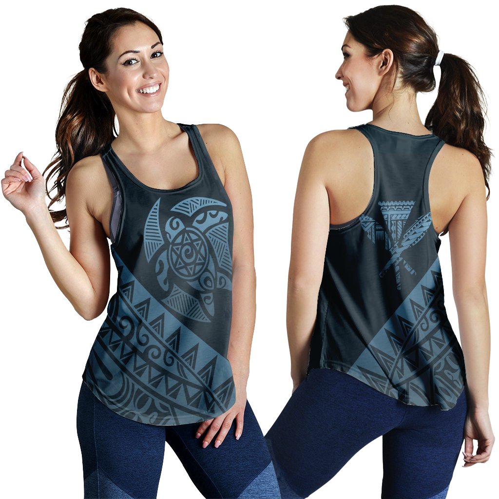 Hawaii Turtle Kanaka Polynesian Racerback Tank - Sky Style - AH Blue - Polynesian Pride