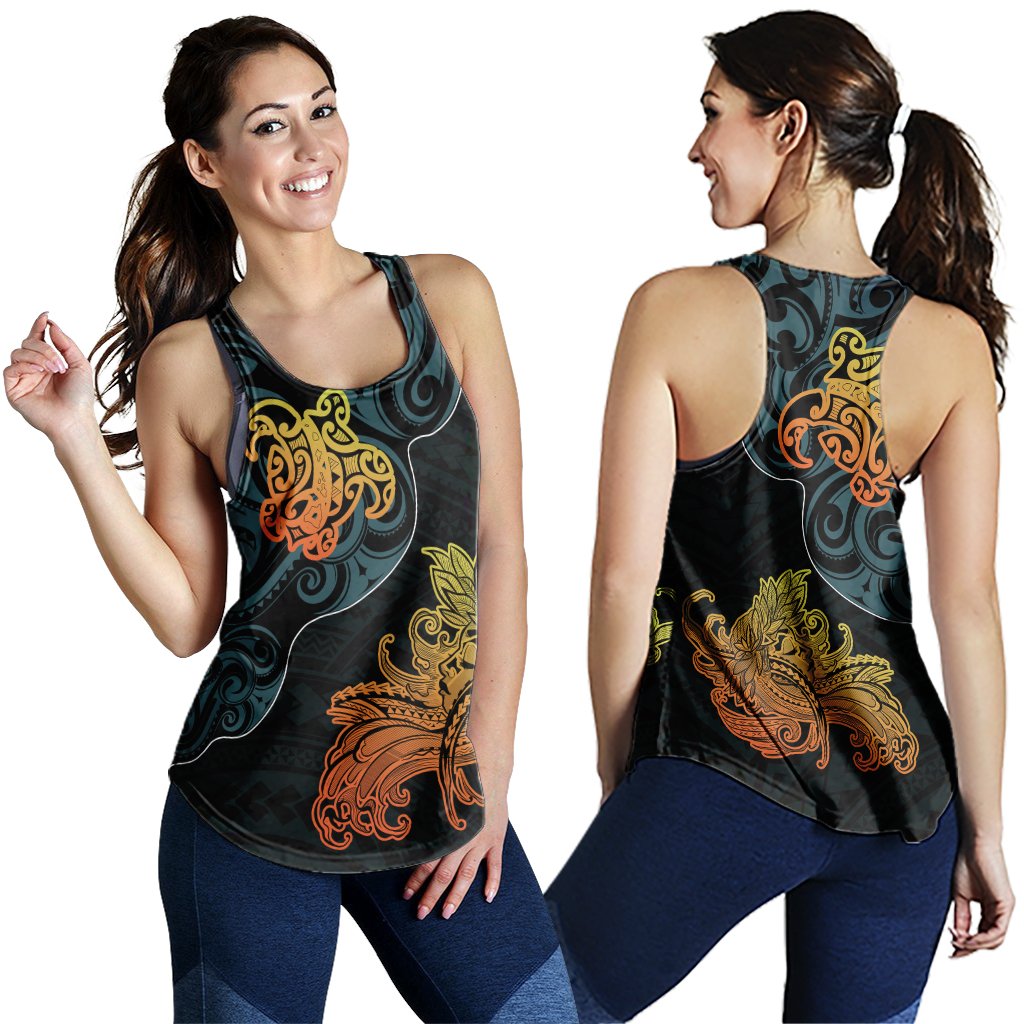 Hawaiian Hawaii Coat Of Arms Inside Racerback Tank - The Wave Style - AH Blue - Polynesian Pride