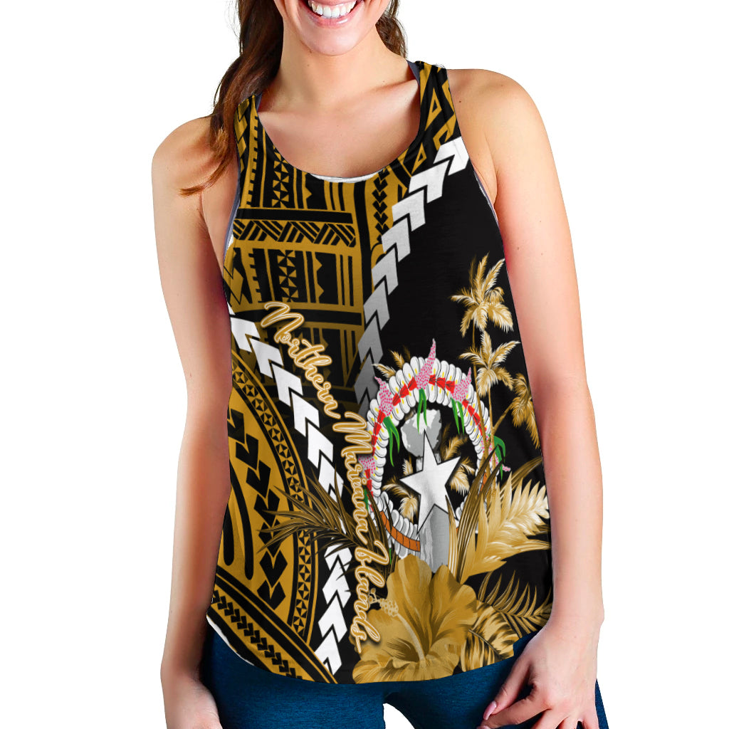 Northern Mariana Islands Women Tank Top Polynesian Style Gold Color LT6 - Polynesian Pride