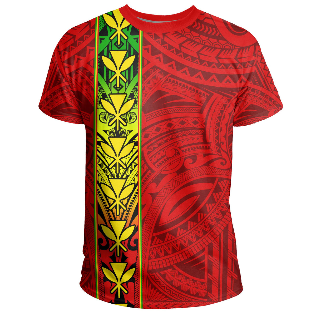 Hawaii Kanaka Flag Polynesian T Shirt Kanaka Maoli Spirit Red - Polynesian Pride