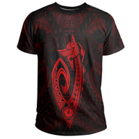Hawaii Kakau Makau Fish Hook Polynesian T Shirt Red - Polynesian Pride