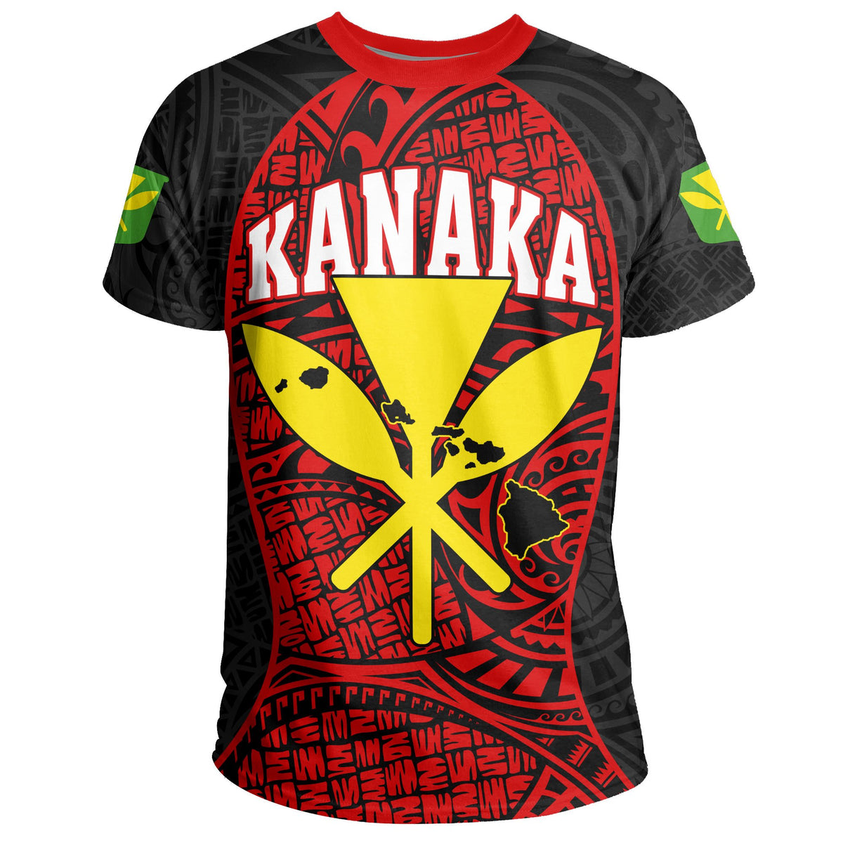 Hawaii Kanaka Map Polynesian T Shirt Red Gel Style - Polynesian Pride
