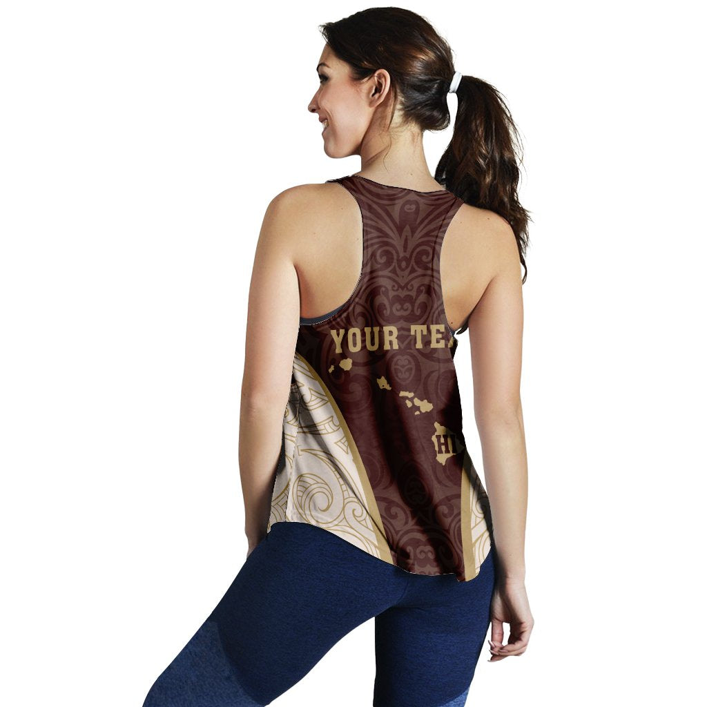 (Custom) Hawaii Kanaka Map Women's Racerback Tank Special Edition - James Style - Red - Polynesian Pride