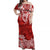 Polynesian Off Shoulder Long Dress Tapa Plumeria Style - Red LT7 Women Red - Polynesian Pride