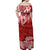 Polynesian Off Shoulder Long Dress Tapa Plumeria Style - Red LT7 - Polynesian Pride