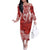 Polynesian Long Sleeves Long Dress Tapa Plumeria Style - Red LT7 Women Red - Polynesian Pride