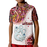 Custom New Zealand Maori Polo Shirt Aotearoa Manaia Red Paua Shell LT9 Kid Red - Polynesian Pride
