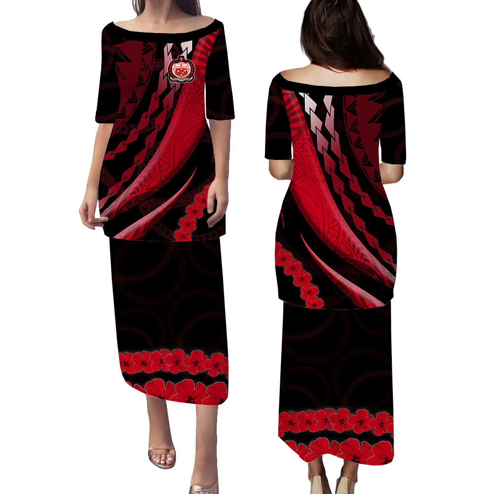 Samoa Puletasi Dress Artsy Red Style LT9 - Polynesian Pride