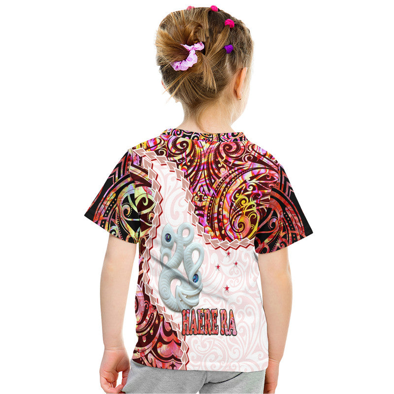 New Zealand Maori T Shirt Aotearoa Manaia Red Paua Shell Heare Ra LT9 - Polynesian Pride