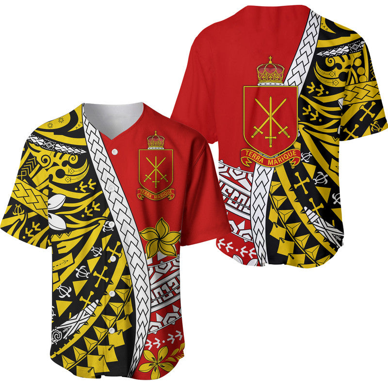 Tonga Terra Marique Baseball Jersey Red Polynesian Minimalist Style LT9 Red - Polynesian Pride