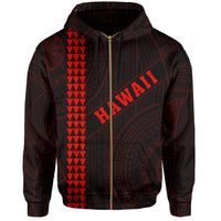 Polynesian Kakau Turtle Ohana Map of Hawaii Zip Hoodie Red - Polynesian Pride