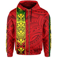 Polynesian Kanaka Flag Kanaka Maoli Hawaii Zip Hoodie Red - Polynesian Pride
