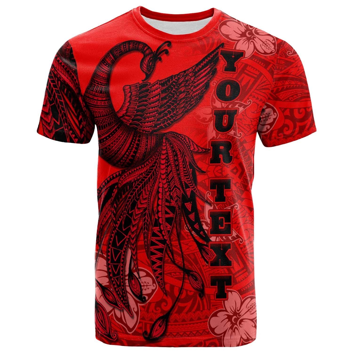 Kanaka Maoli Custom T Shirt Polynesian Phoenix Bird, Fairytales Bird Red Unisex Red - Polynesian Pride