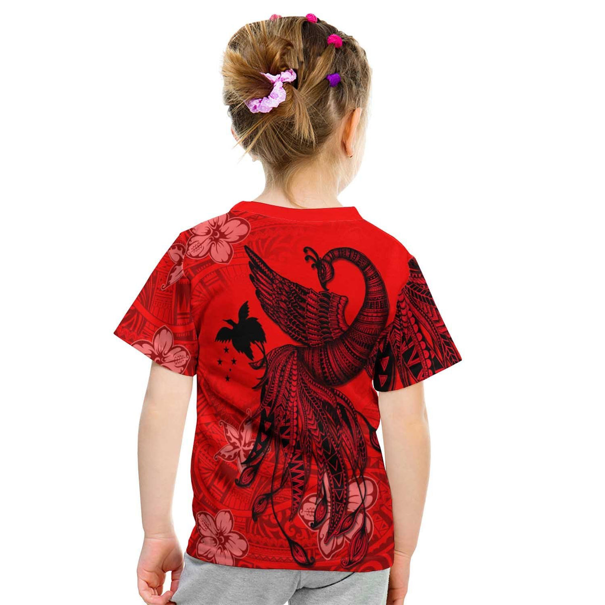 Palau Custom T Shirt Polynesian Phoenix Bird, Fairytales Bird Red - Polynesian Pride