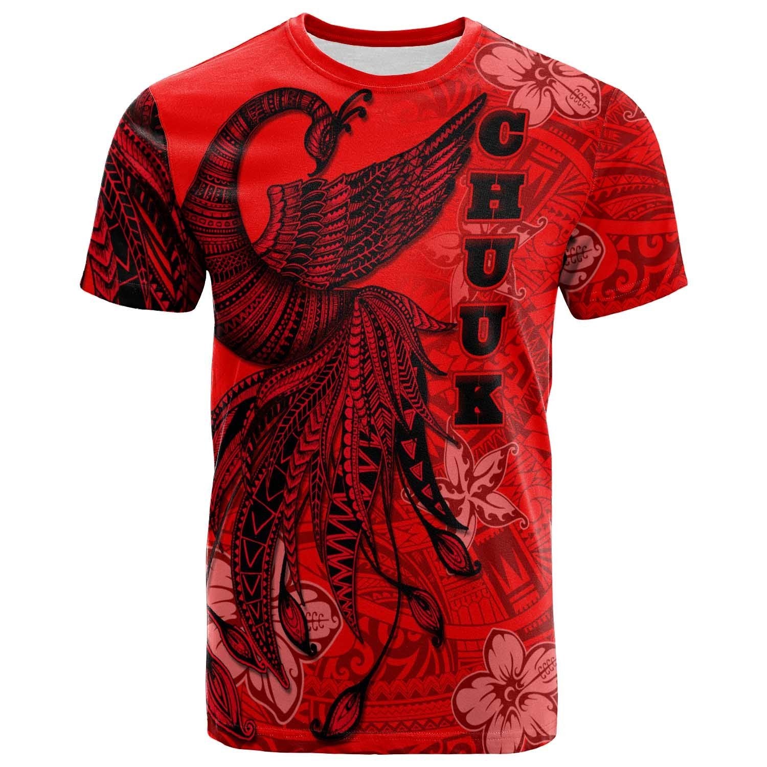 Chuuk T Shirt Polynesian Phoenix Bird, Fairytales Bird Red Unisex Red - Polynesian Pride