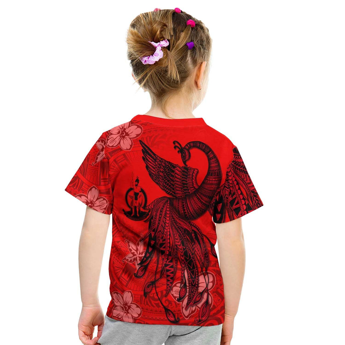 Tuvalu Custom T Shirt Polynesian Phoenix Bird, Fairytales Bird Red - Polynesian Pride