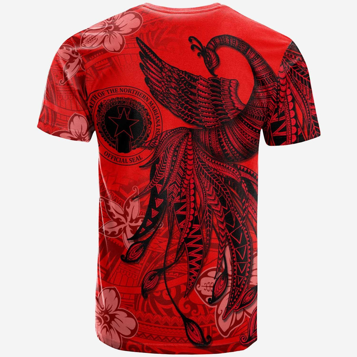 Northern Mariana Islands T Shirt Polynesian Phoenix Bird, Fairytales Bird Red - Polynesian Pride
