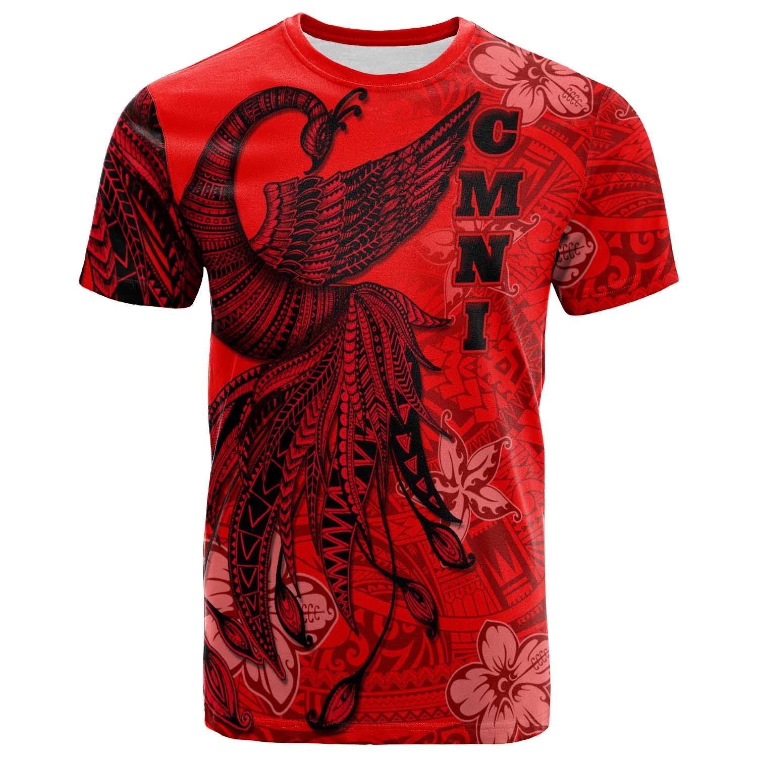 Northern Mariana Islands T Shirt Polynesian Phoenix Bird, Fairytales Bird Red Unisex Red - Polynesian Pride