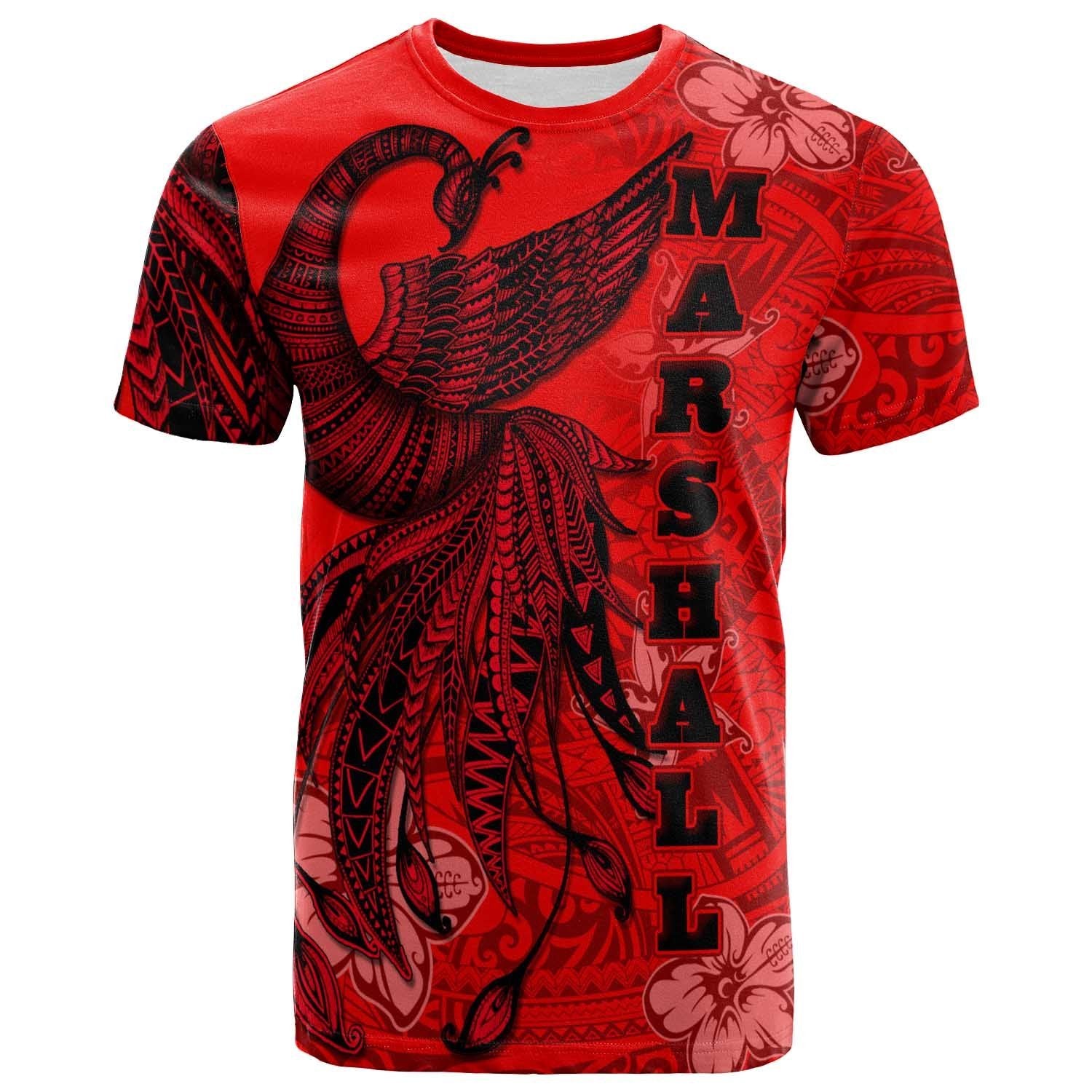 Marshall Islands T Shirt Polynesian Phoenix Bird, Fairytales Bird Red Unisex Red - Polynesian Pride