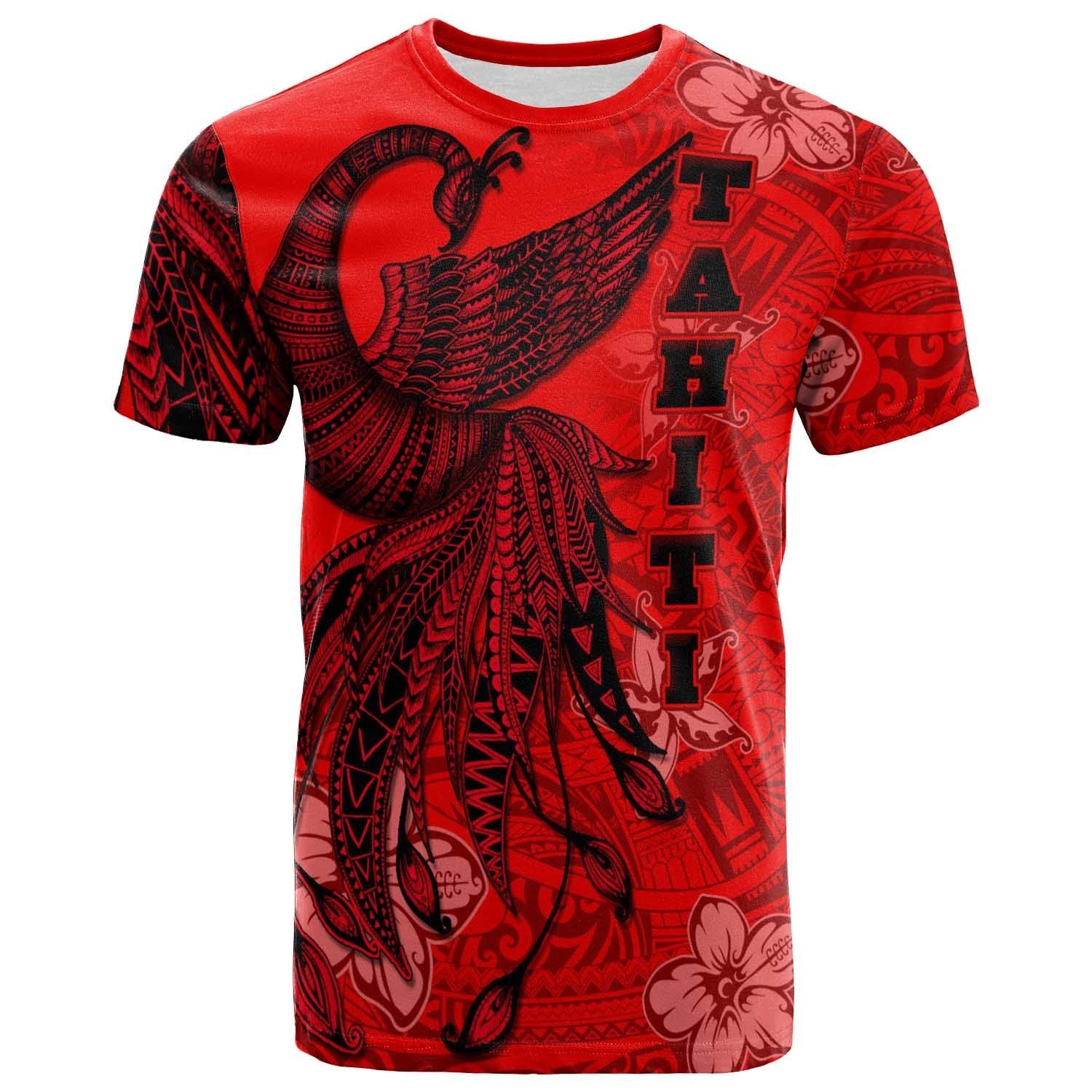 Tahiti T Shirt Polynesian Phoenix Bird, Fairytales Bird Red Unisex Red - Polynesian Pride