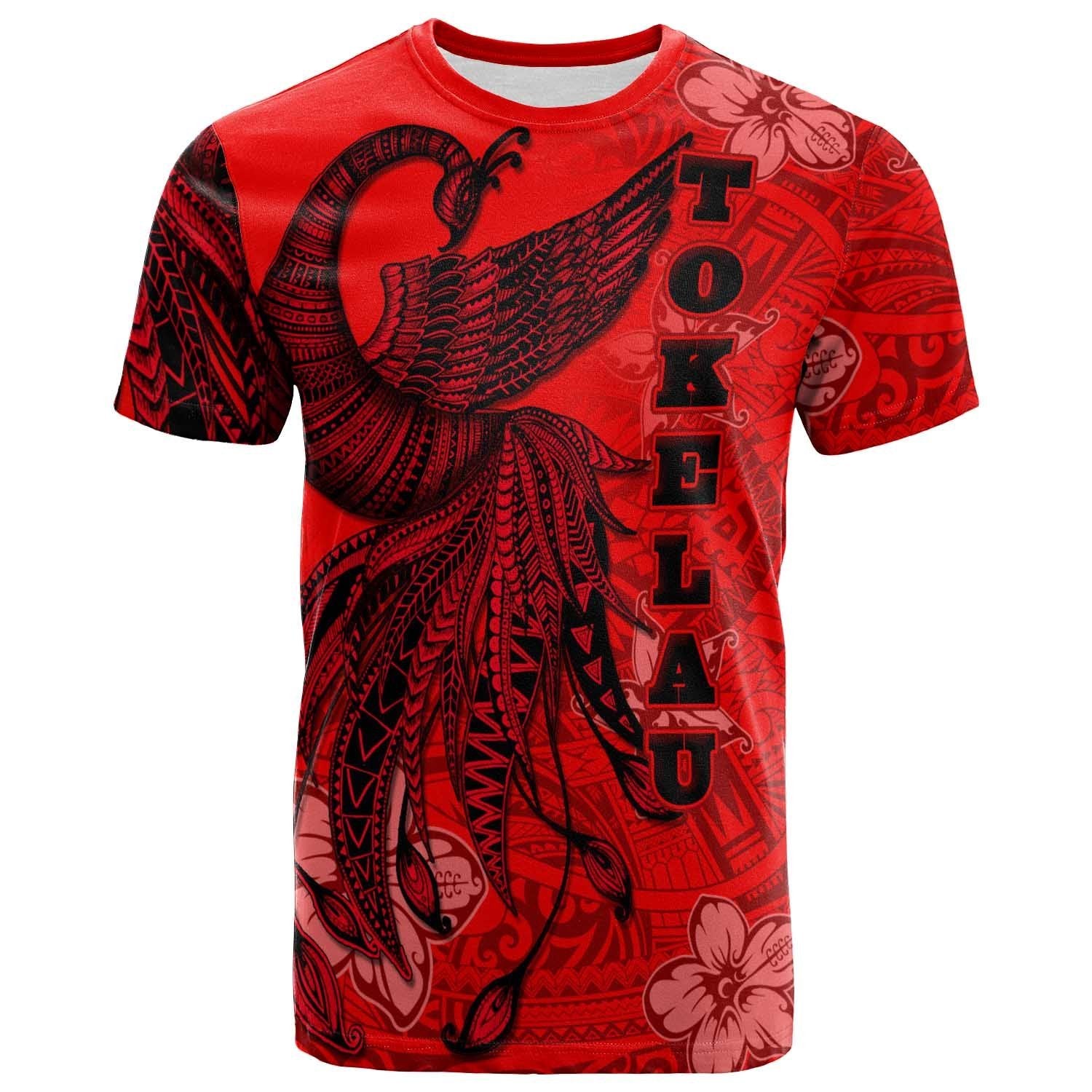 Tokelau T Shirt Polynesian Phoenix Bird, Fairytales Bird Red Unisex Red - Polynesian Pride