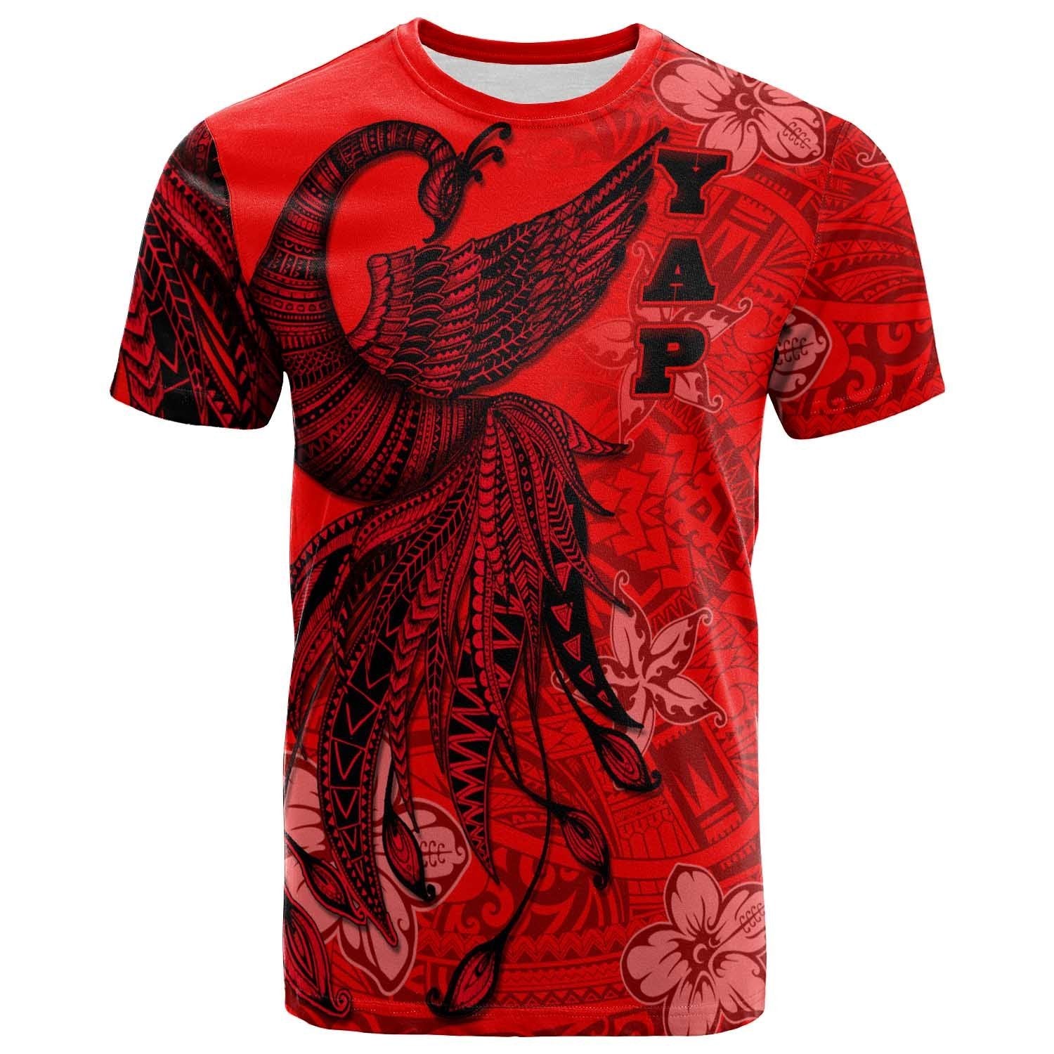 Yap T Shirt Polynesian Phoenix Bird, Fairytales Bird Red Unisex Red - Polynesian Pride