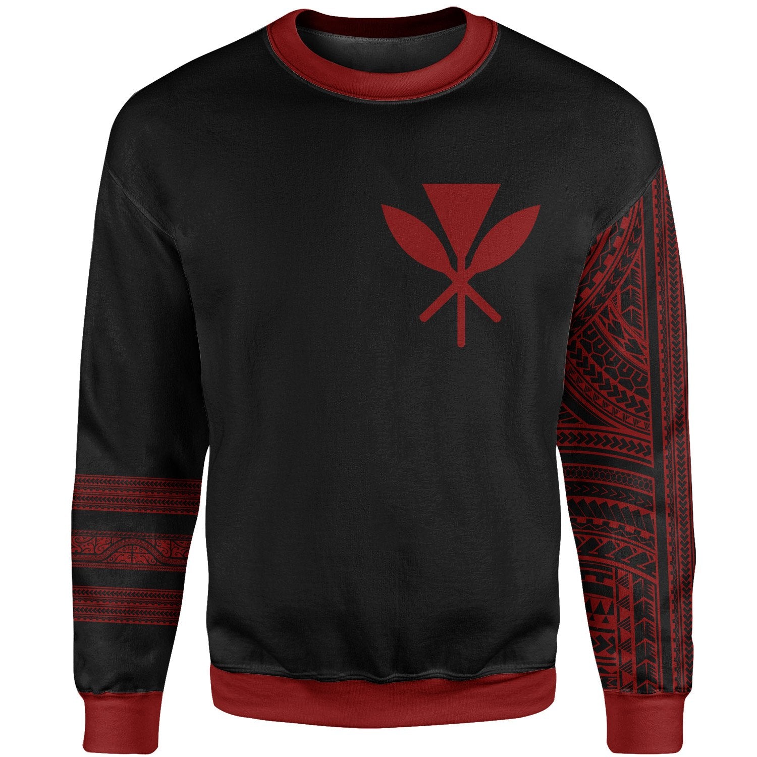 Hawaii Sweatshirt - Custom Personalised Kanaka Maoli Simple Style Red Color Unisex Black - Polynesian Pride