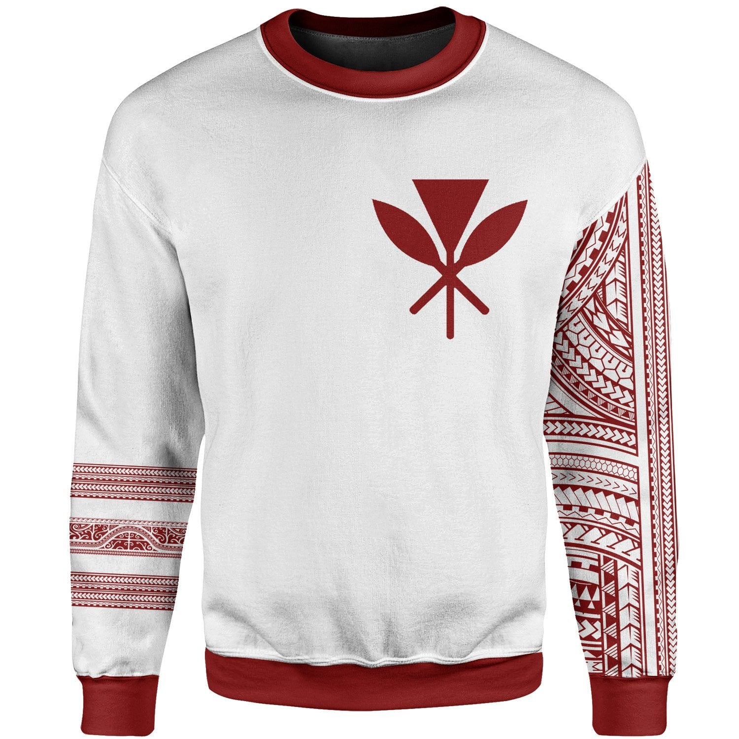 Hawaii Sweatshirt - Custom Personalised Kanaka Maoli Simple Style Red White Color Unisex White - Polynesian Pride