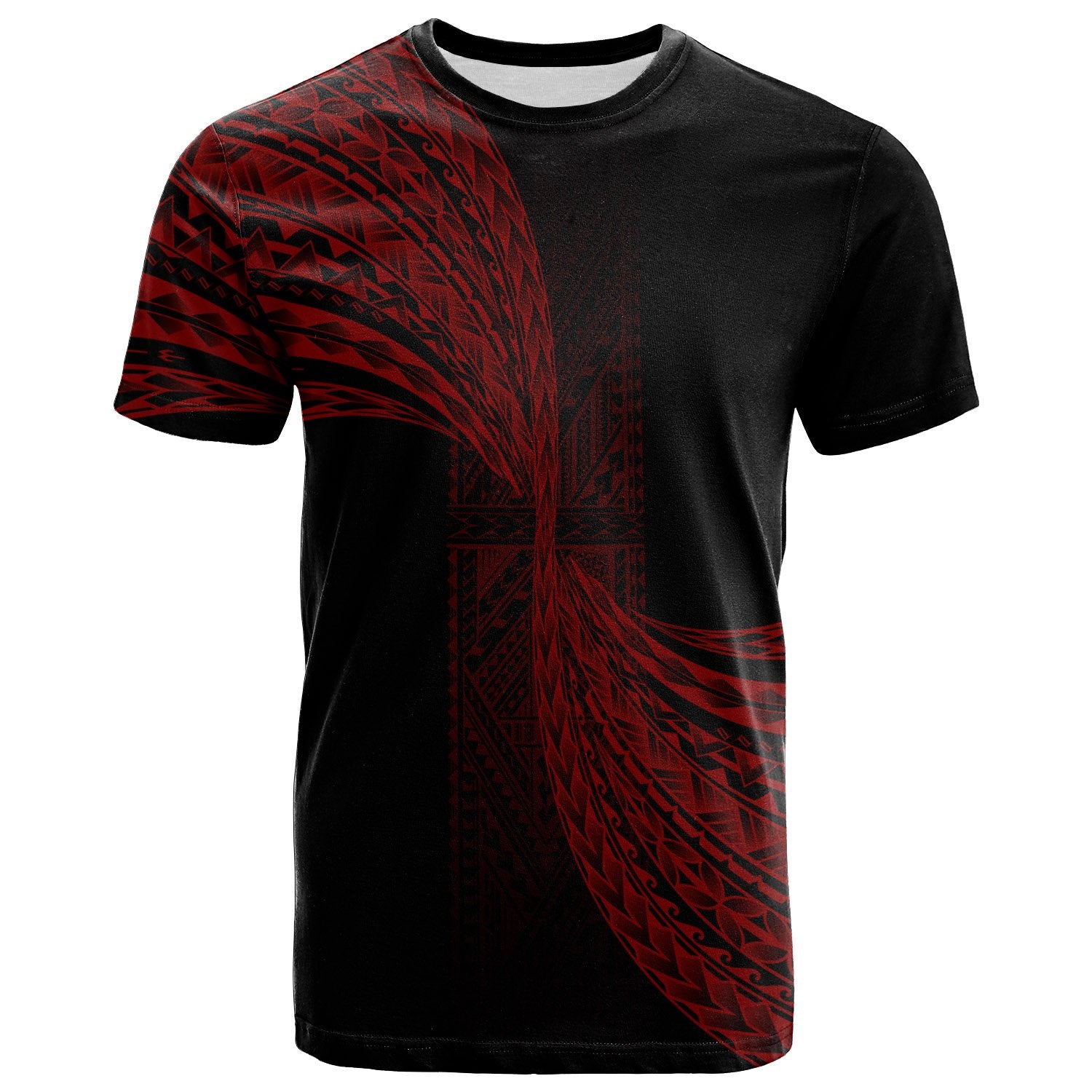 Polynesian T Shirt Polynesian Patterns Red Color Unisex Black - Polynesian Pride