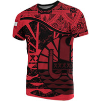 Tahiti T Shirt Tahiti Flag Vintage Style Red A02 Unisex Red - Polynesian Pride